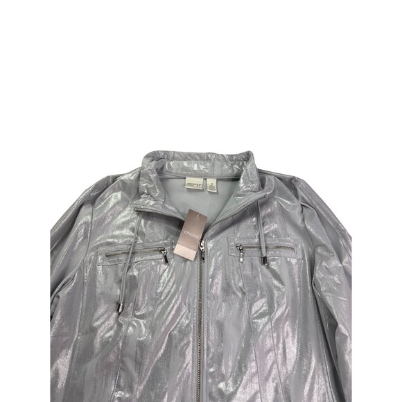 Zenergy Neema Foil Bay Jacket Full Zip Womens Size 2 (US L) Silver New - Picture 2 of 7